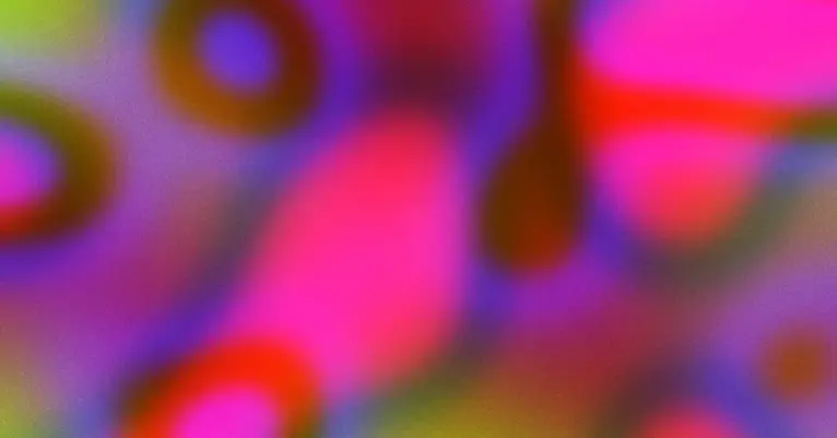 Abstract blurred shapes in vivid pink, purple, red and green, representing AI-powered security signals and connected threat intelligence.