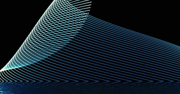 Blue geometric figure on black background