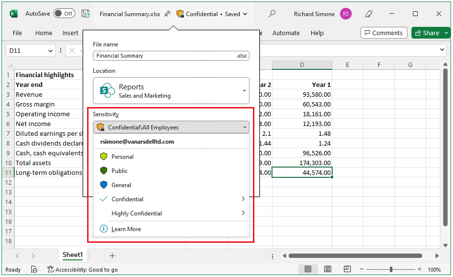 sensitivity-label-in-excel